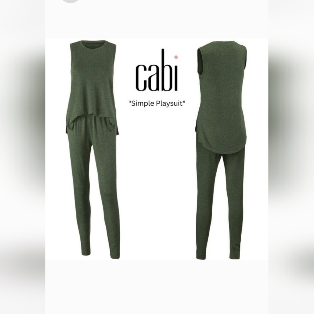 CAbi Green Jumpsuit with Ruffled Detail